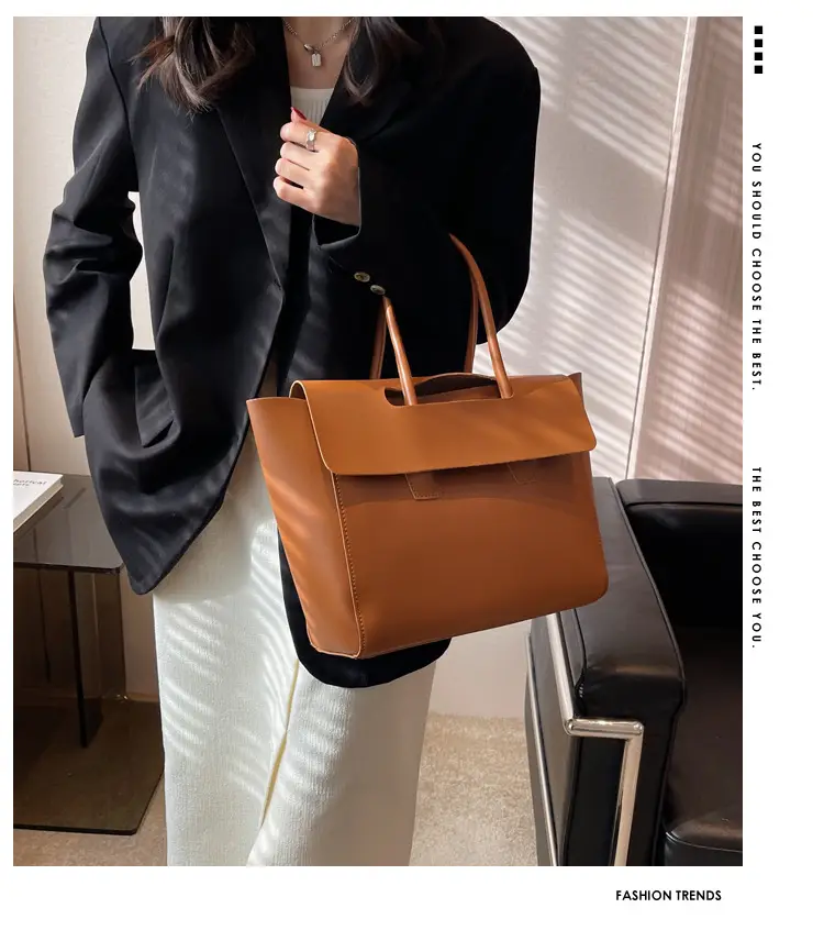 Women's Black Tote Bag 2024 Solid Color — feature 2