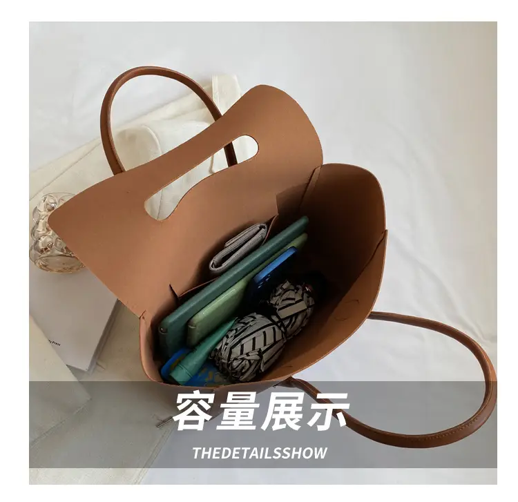 Women's Black Tote Bag 2024 Solid Color — feature 7