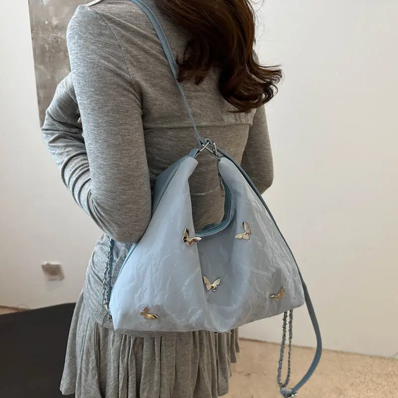 Black Butterfly Embroidered Shoulder Bag for Women - Image 6