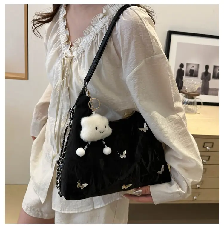 Black Butterfly Embroidered Shoulder Bag for Women — feature 33