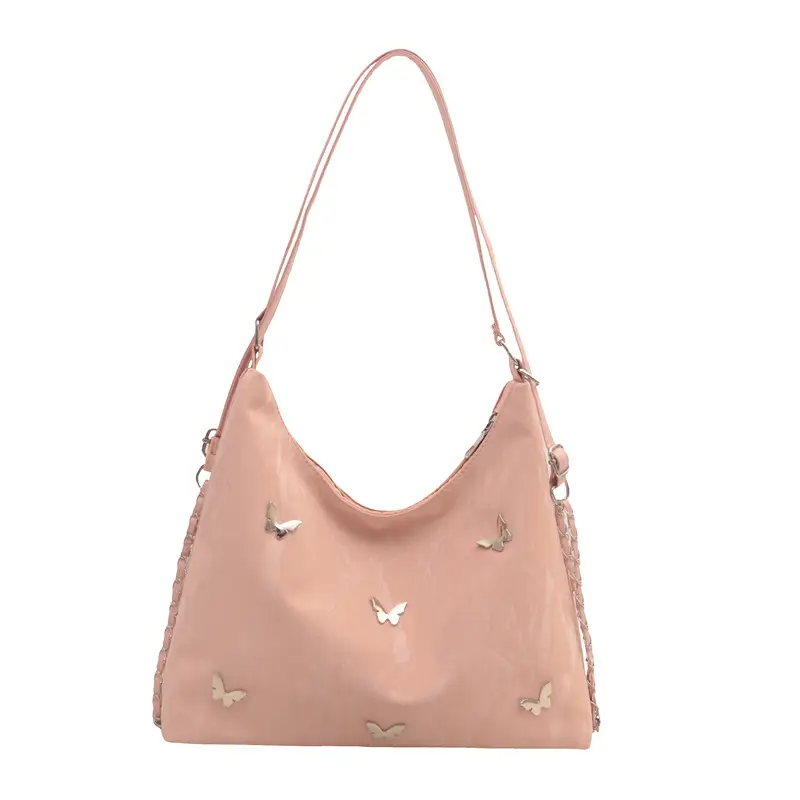 Black Butterfly Embroidered Shoulder Bag for Women - Image 3