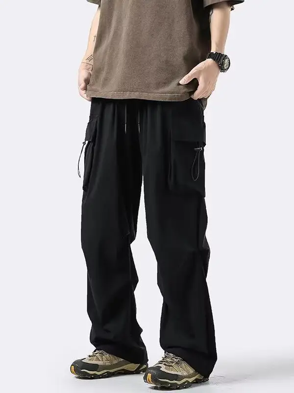 Men's 2024 Spring Wide-leg Cargo Pants Brown - Image 5