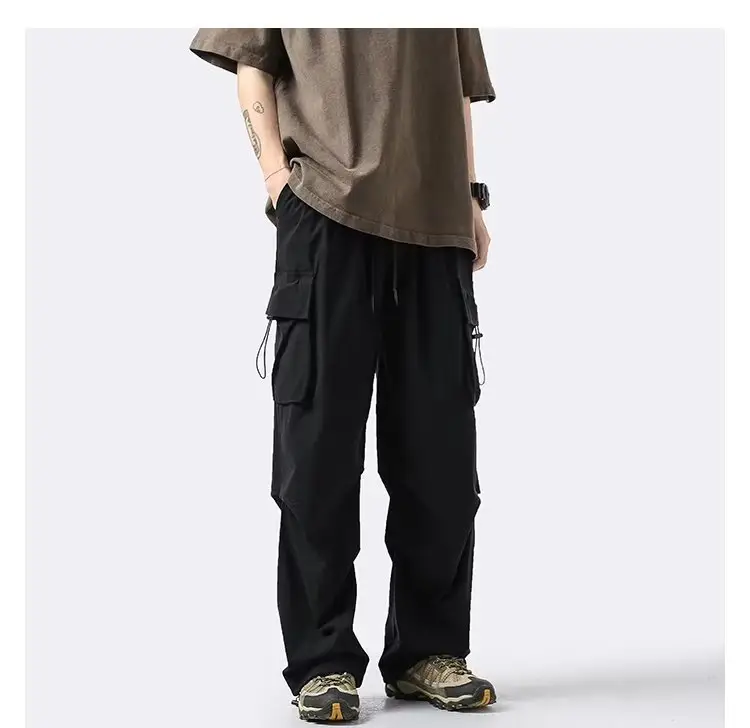Men's 2024 Spring Wide-leg Cargo Pants Brown — feature 10