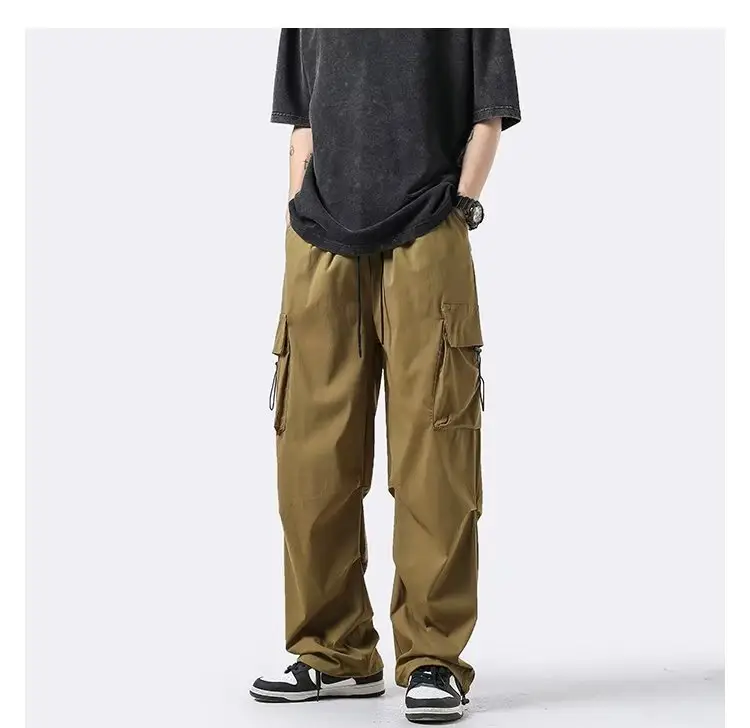 Men's 2024 Spring Wide-leg Cargo Pants Brown — feature 13