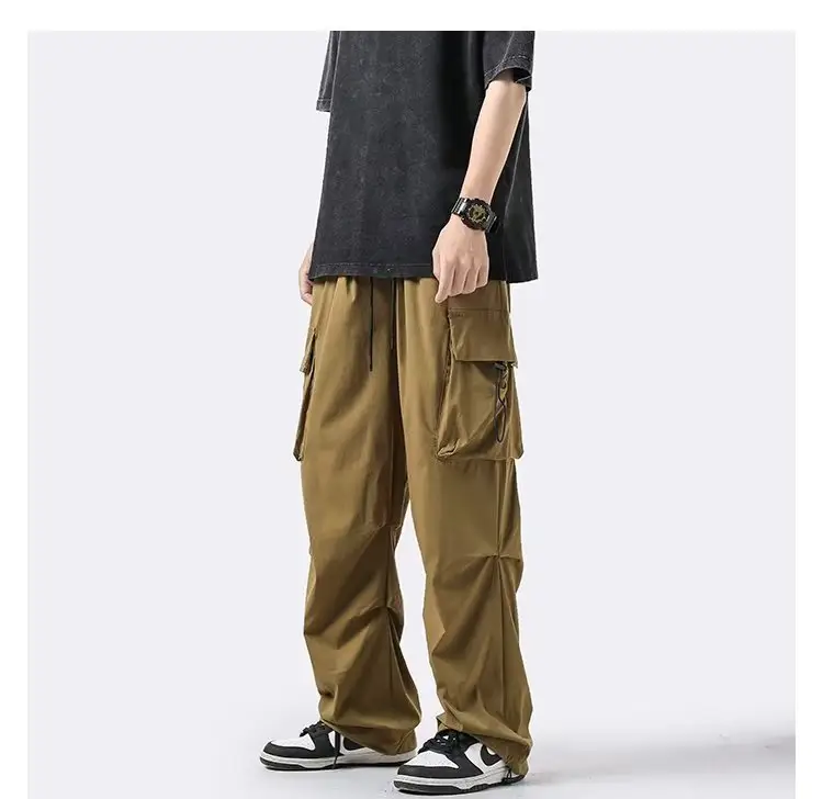 Men's 2024 Spring Wide-leg Cargo Pants Brown — feature 14