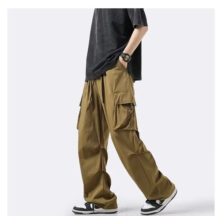 Men's 2024 Spring Wide-leg Cargo Pants Brown — feature 21