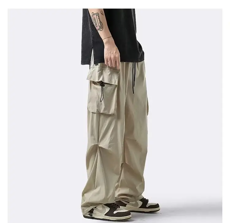 Men's 2024 Spring Wide-leg Cargo Pants Brown — feature 24