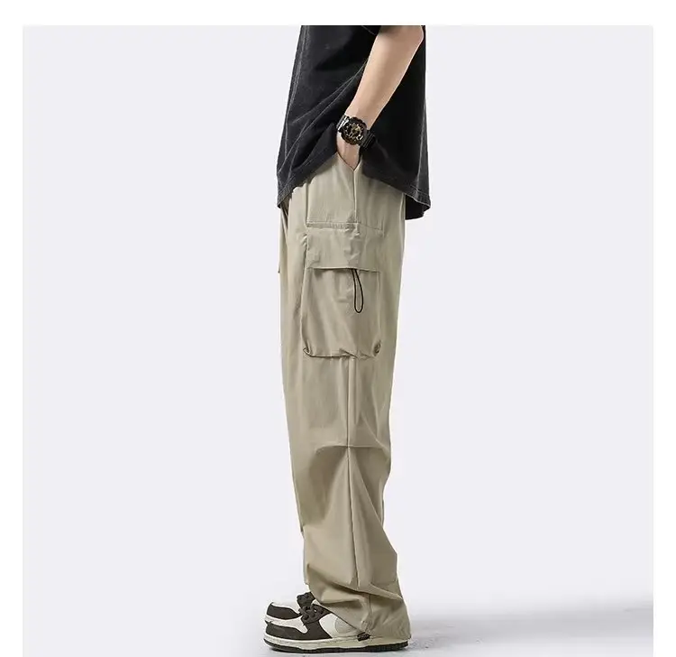 Men's 2024 Spring Wide-leg Cargo Pants Brown — feature 29