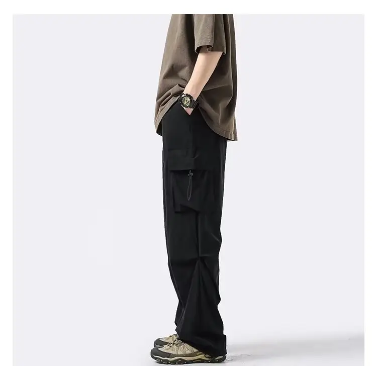 Men's 2024 Spring Wide-leg Cargo Pants Brown — feature 8