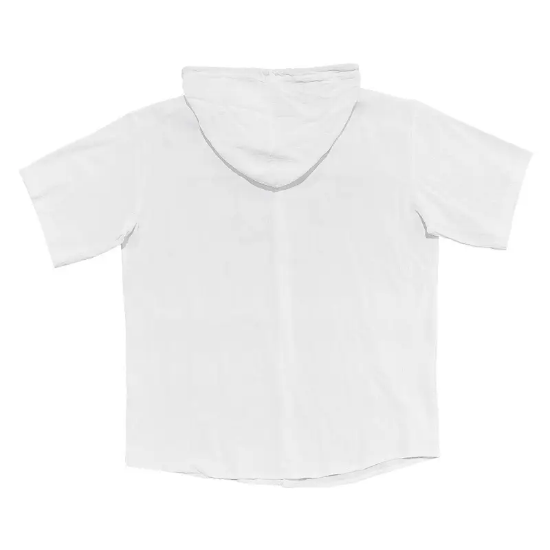 Men Hooded Short Sleeve T-Shirt Grey Casual — feature 10