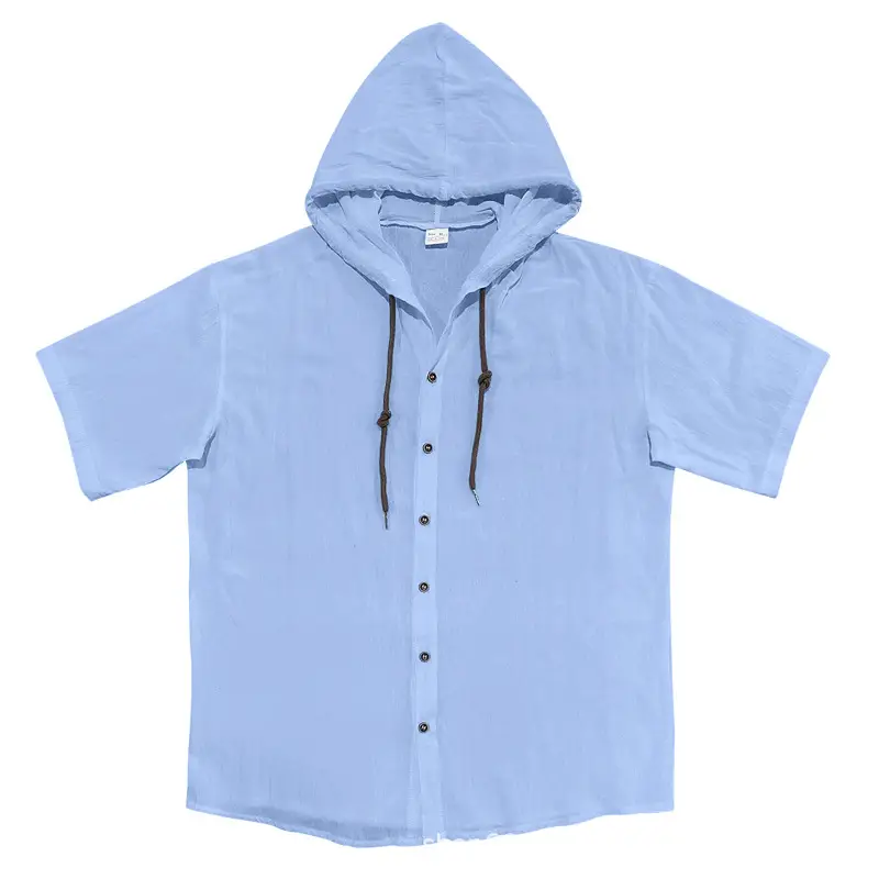 Men Hooded Short Sleeve T-Shirt Grey Casual — feature 16