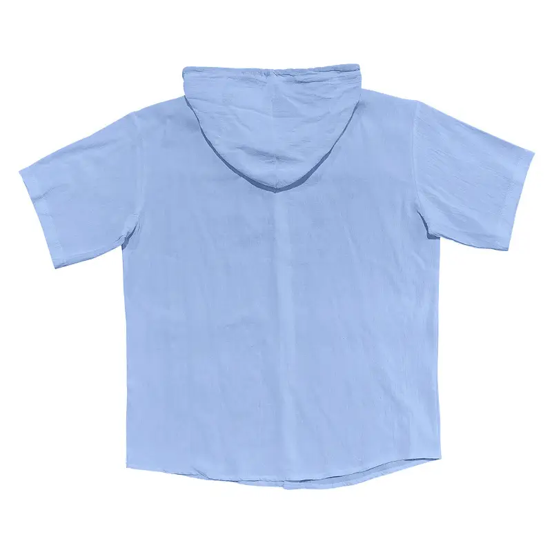 Men Hooded Short Sleeve T-Shirt Grey Casual — feature 17