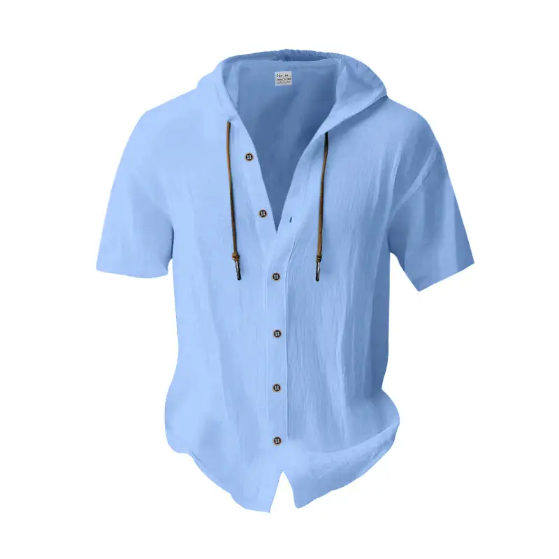 Men Hooded Short Sleeve T-Shirt Grey Casual — feature 18