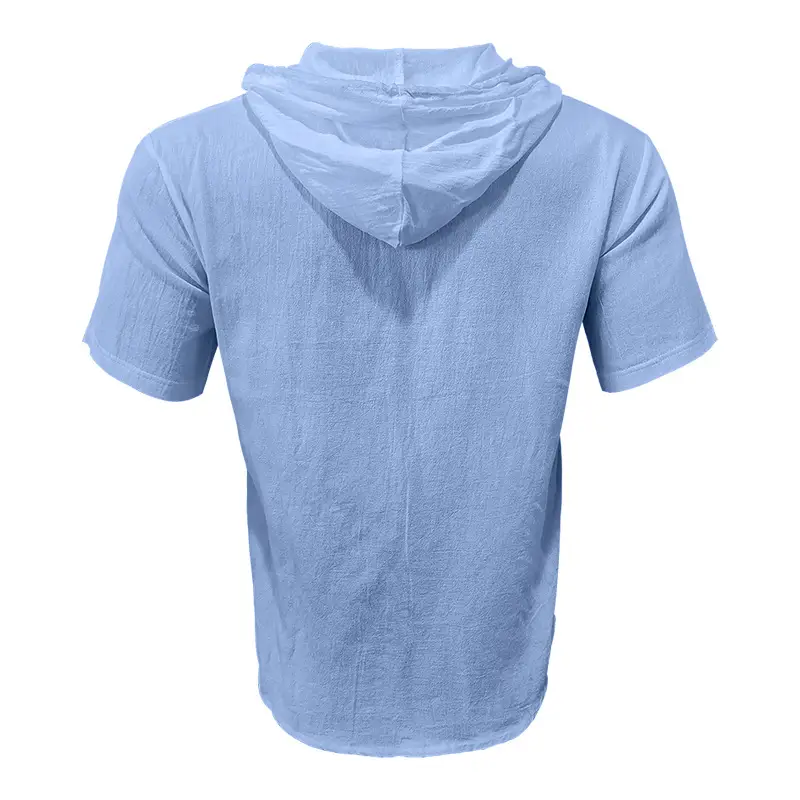 Men Hooded Short Sleeve T-Shirt Grey Casual — feature 19