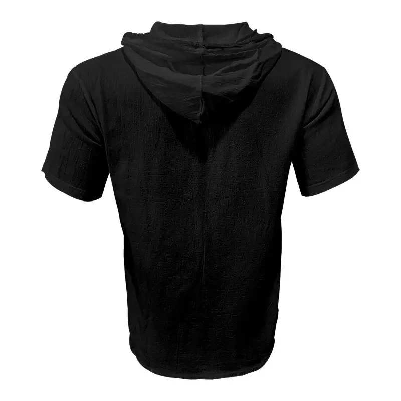 Men Hooded Short Sleeve T-Shirt Grey Casual — feature 26