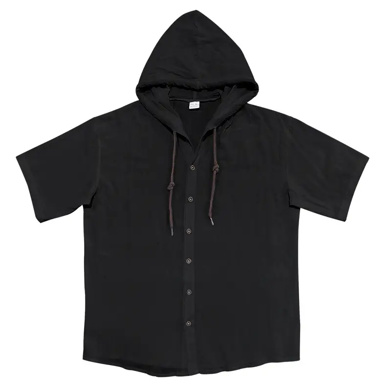 Men Hooded Short Sleeve T-Shirt Grey Casual — feature 27