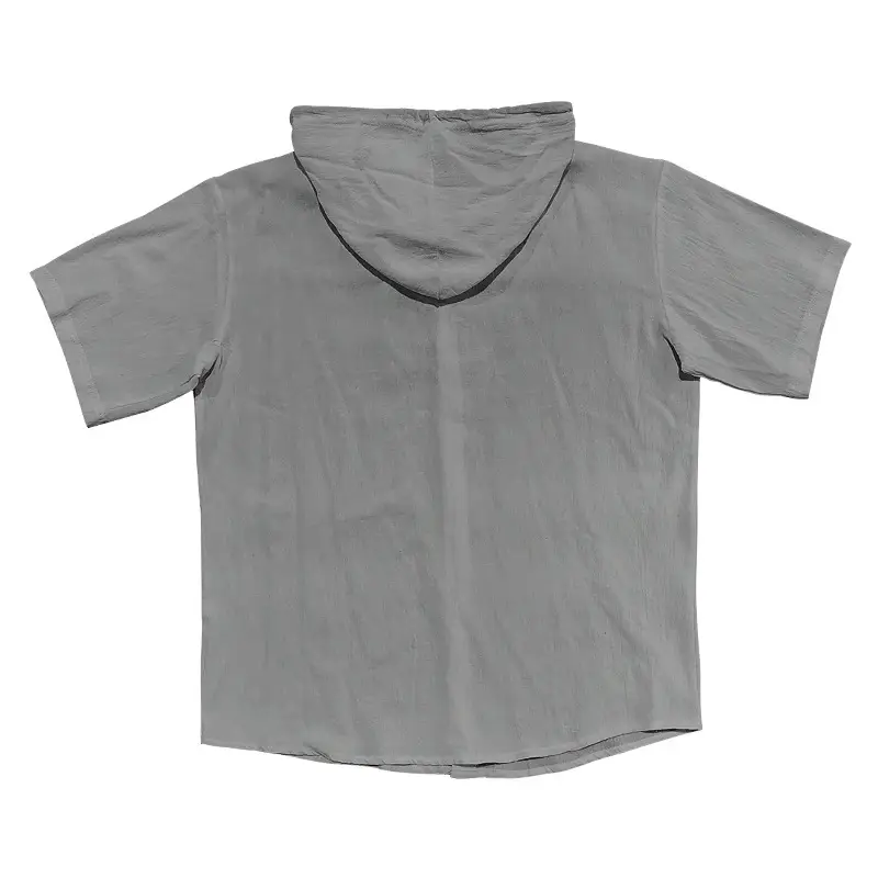 Men Hooded Short Sleeve T-Shirt Grey Casual — feature 37