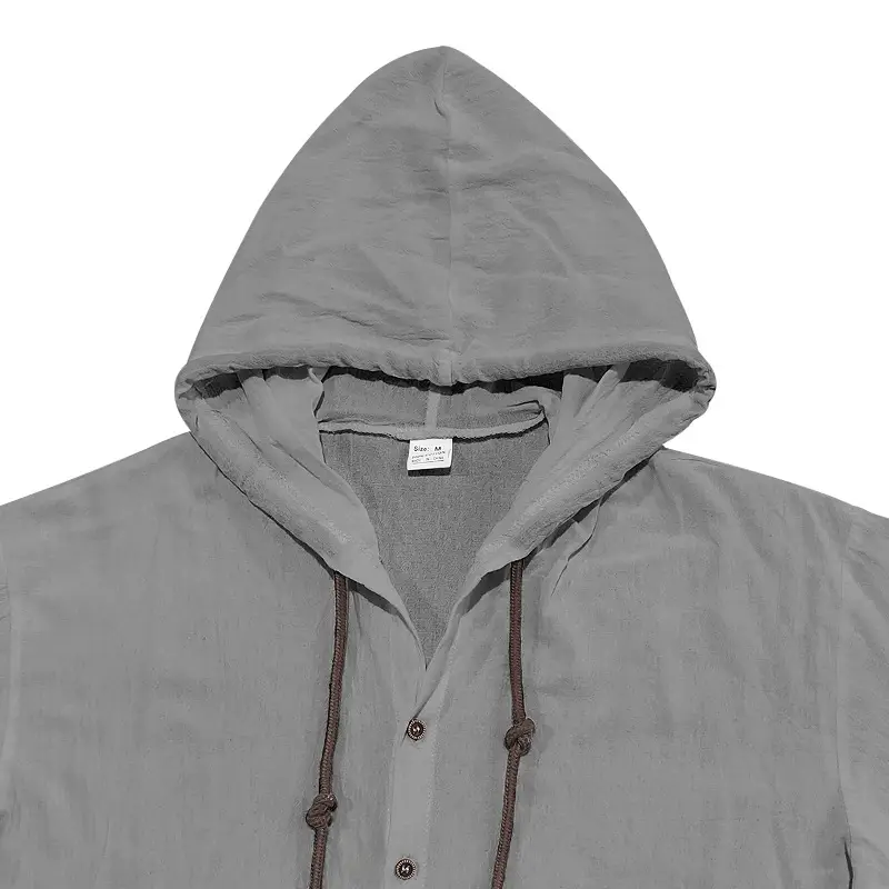 Men Hooded Short Sleeve T-Shirt Grey Casual — feature 38