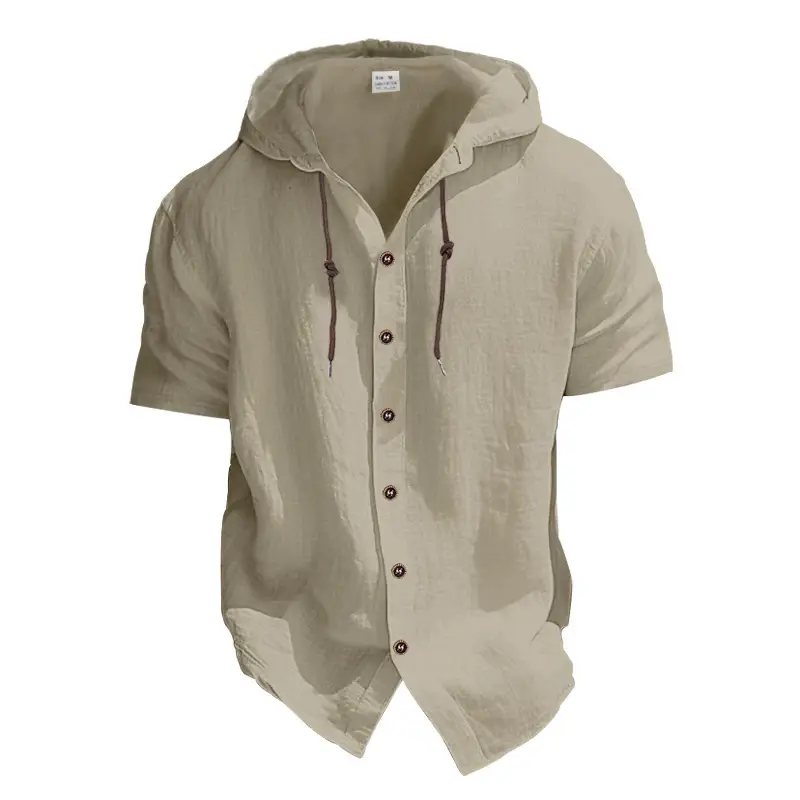 Men Hooded Short Sleeve T-Shirt Grey Casual — feature 43