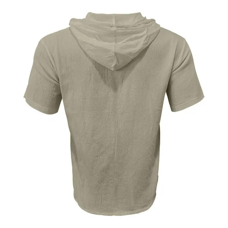 Men Hooded Short Sleeve T-Shirt Grey Casual — feature 44