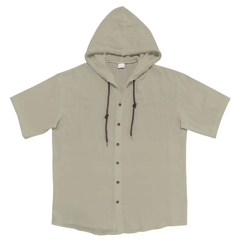Men Hooded Short Sleeve T-Shirt Grey Casual — feature 45