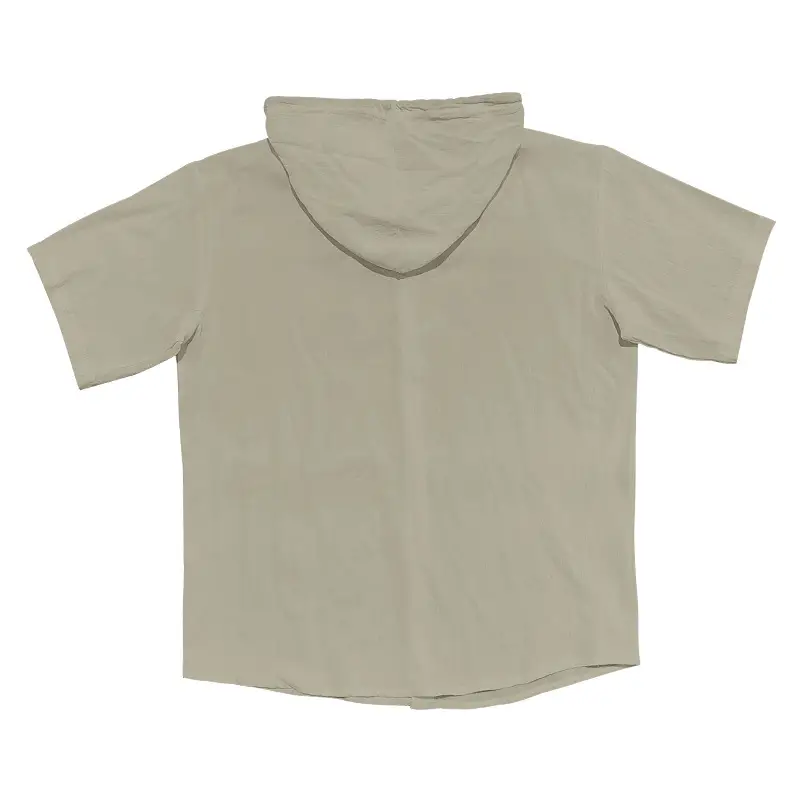 Men Hooded Short Sleeve T-Shirt Grey Casual — feature 46