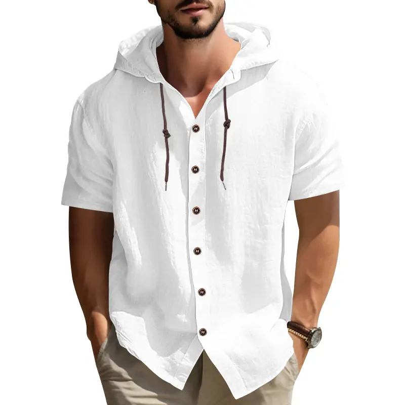 Men Hooded Short Sleeve T-Shirt Grey Casual — feature 6