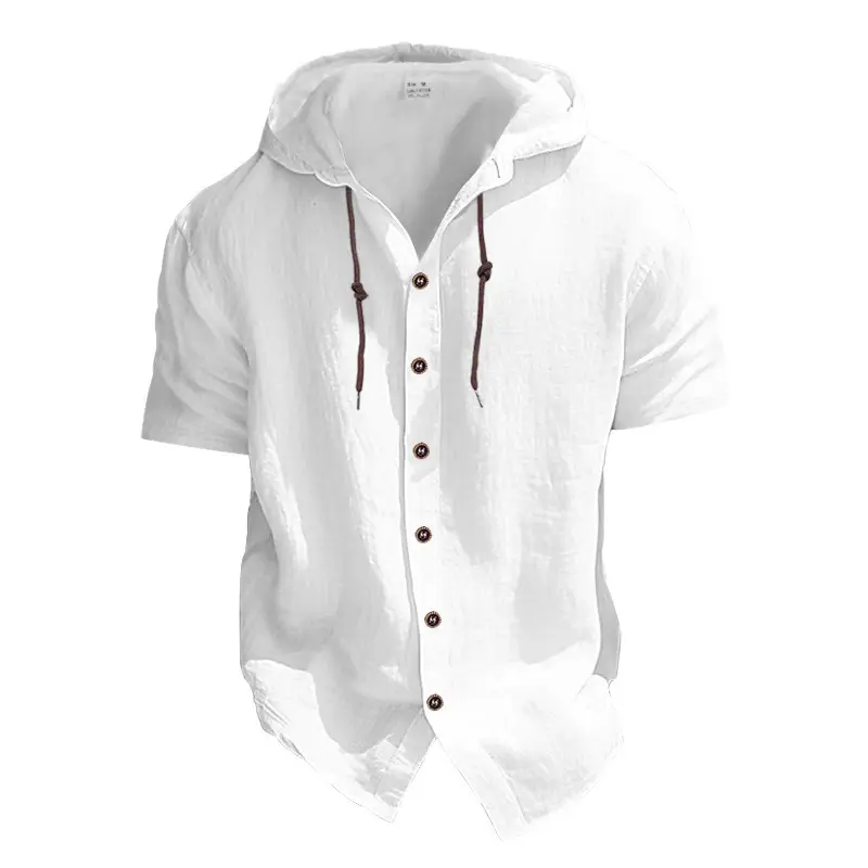 Men Hooded Short Sleeve T-Shirt Grey Casual — feature 7