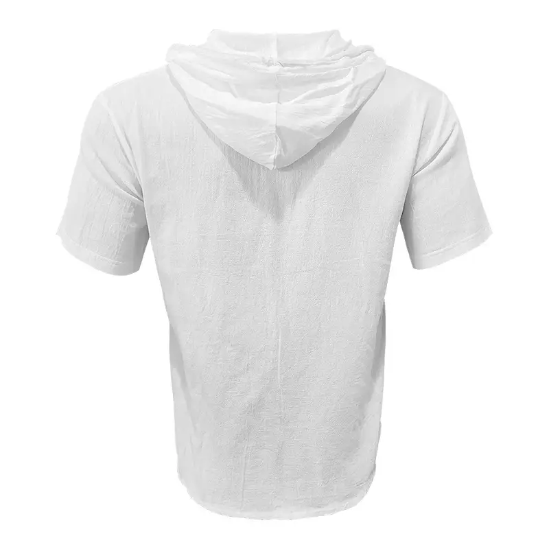 Men Hooded Short Sleeve T-Shirt Grey Casual — feature 8