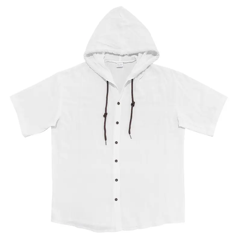 Men Hooded Short Sleeve T-Shirt Grey Casual — feature 9