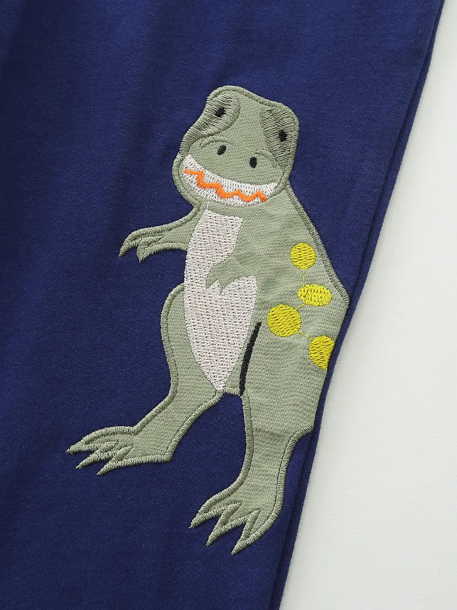 Dinosaur Embroidered Boys Trousers Knitted Cotton - Image 5