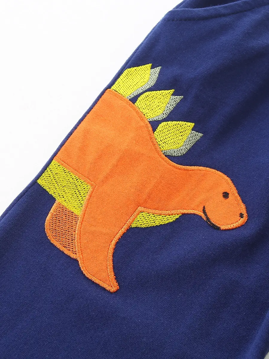 Dinosaur Embroidered Boys Trousers Knitted Cotton - Image 6