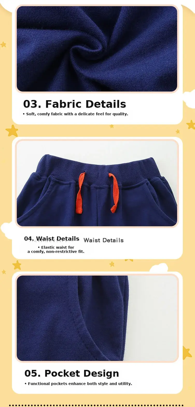 Dinosaur Embroidered Boys Trousers Knitted Cotton — feature 37