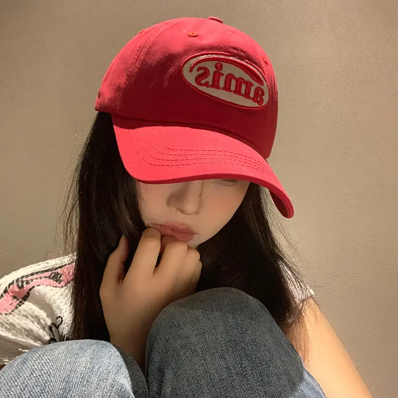 Red Letter Baseball Cap Women Spring Summer Cap - Image 4