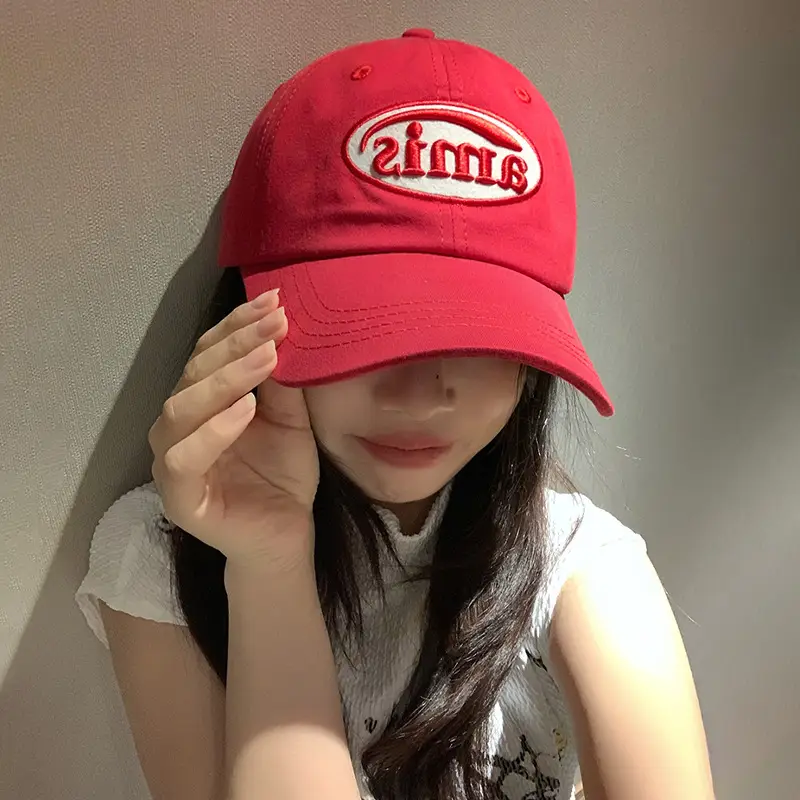 Red Letter Baseball Cap Women Spring Summer Cap - Image 5