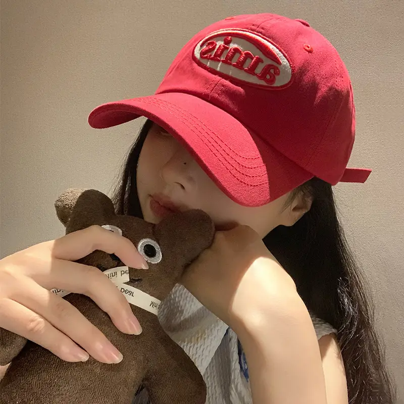 Red Letter Baseball Cap Women Spring Summer Cap - Image 6