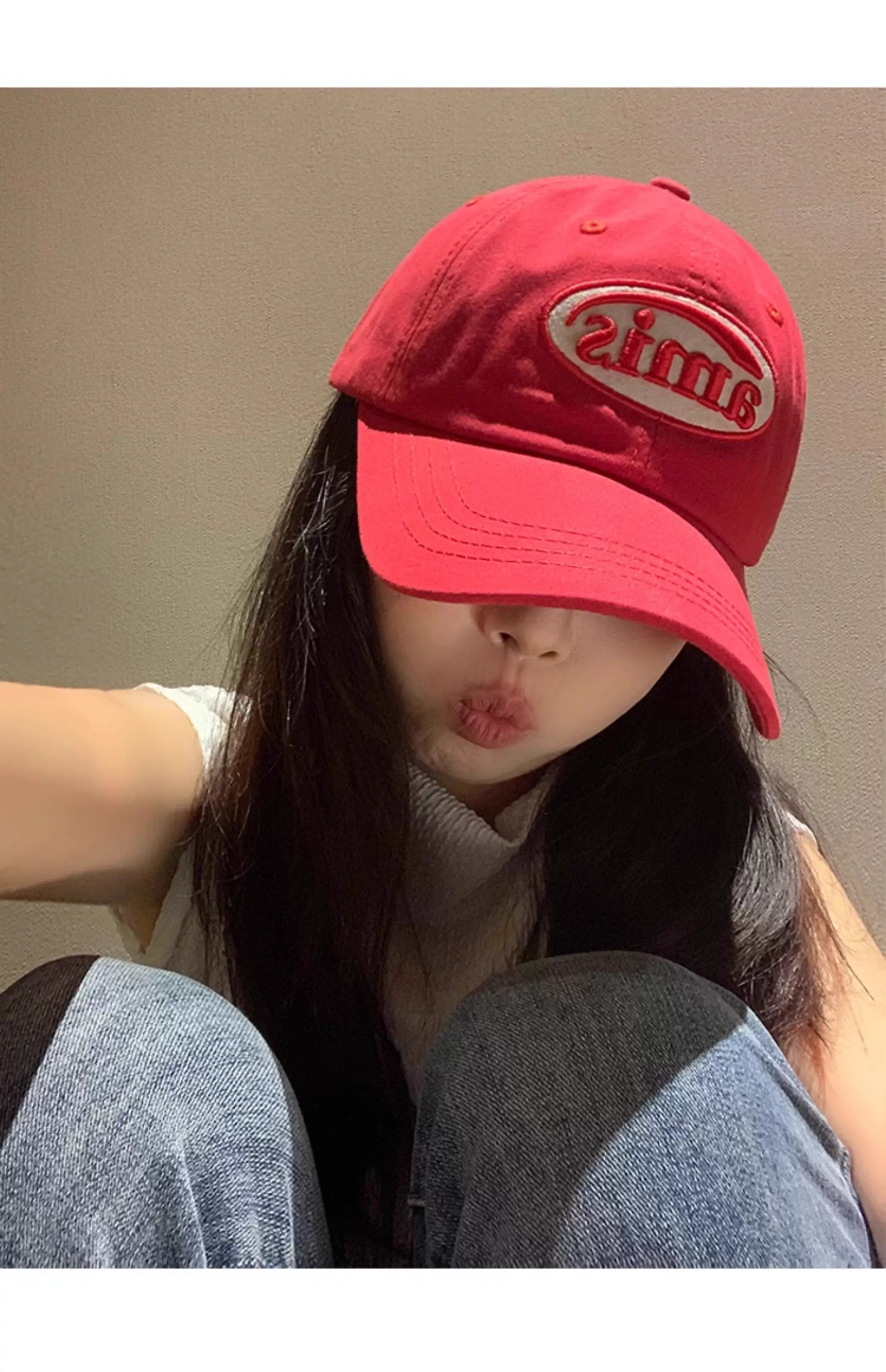 Red Letter Baseball Cap Women Spring Summer Cap — feature 12