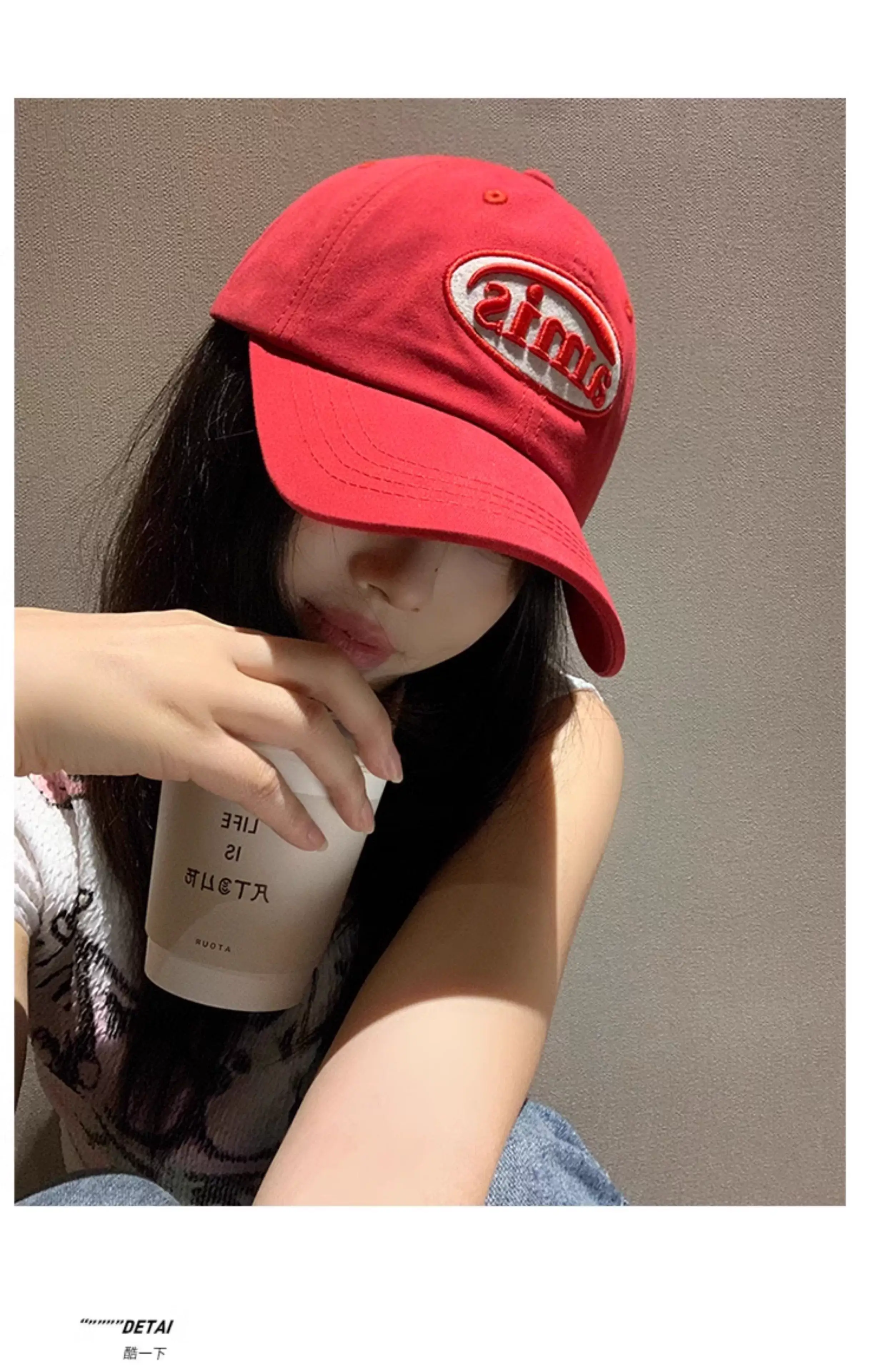 Red Letter Baseball Cap Women Spring Summer Cap — feature 9