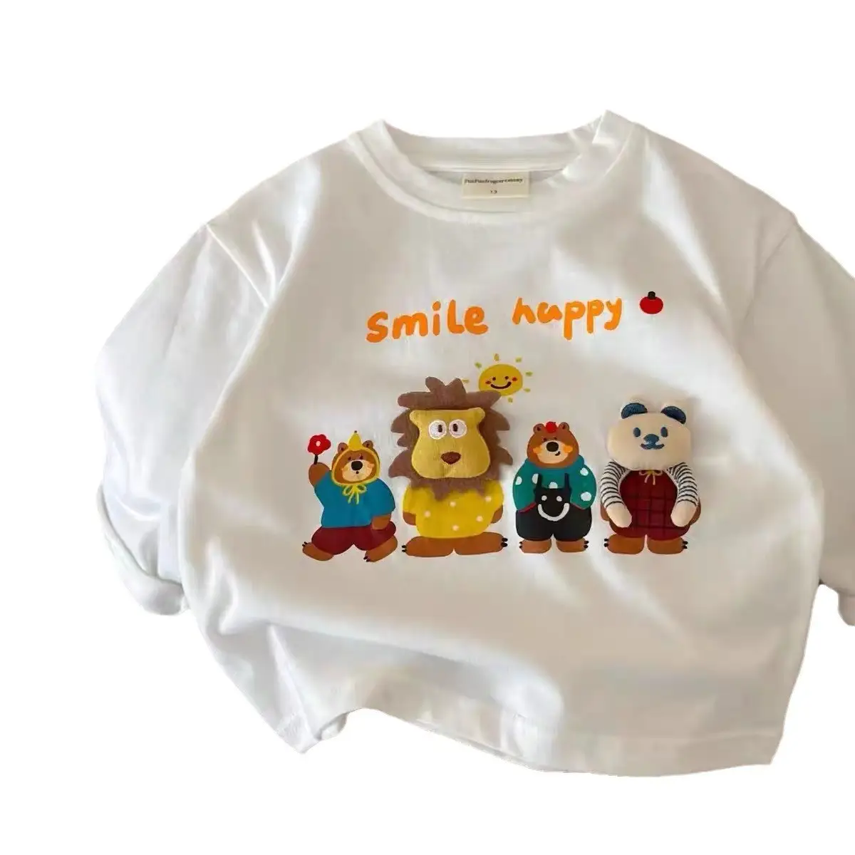 Toddler Cartoon T-Shirt Cream Long Sleeve