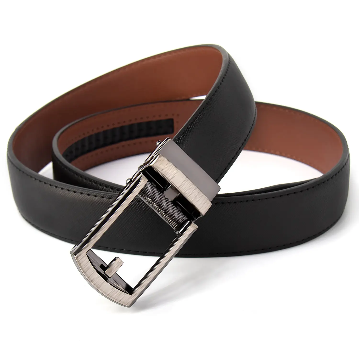 Men's 35mm Brown Leather Belt with Silver Buckle - Image 6