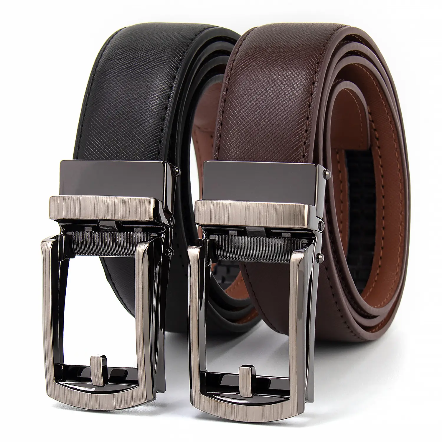 Men's 35mm Brown Leather Belt with Silver Buckle — feature 8