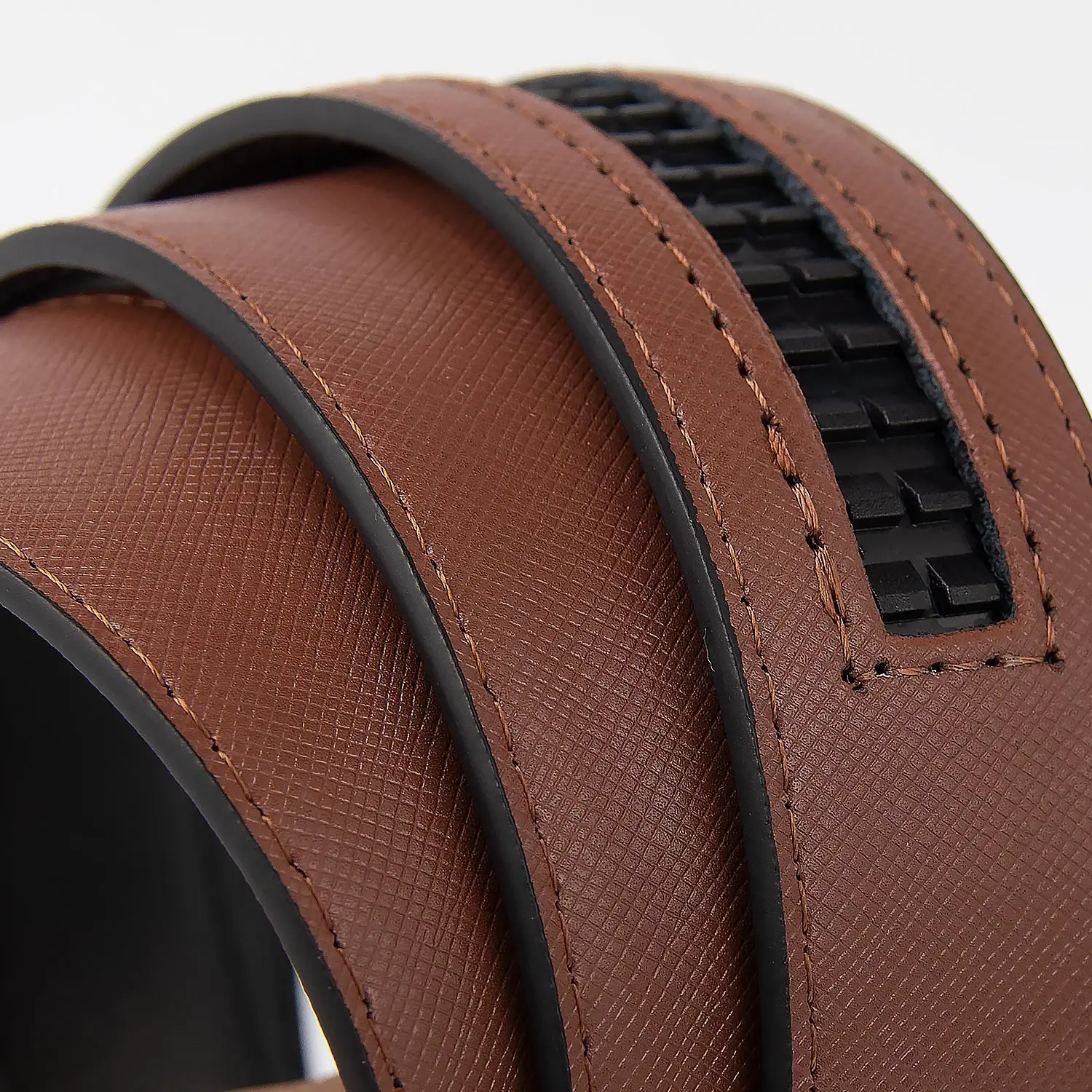 Men's 35mm Brown Leather Belt with Silver Buckle — feature 9