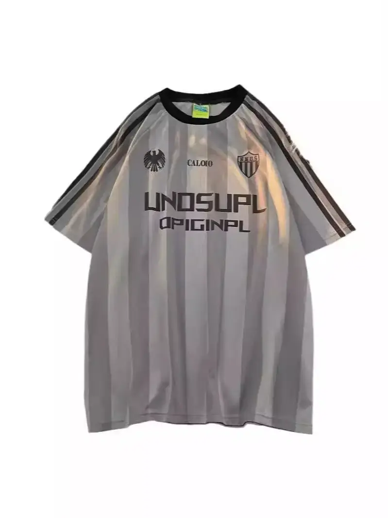 Men Grey Striped Mesh T-Shirt Unosupl