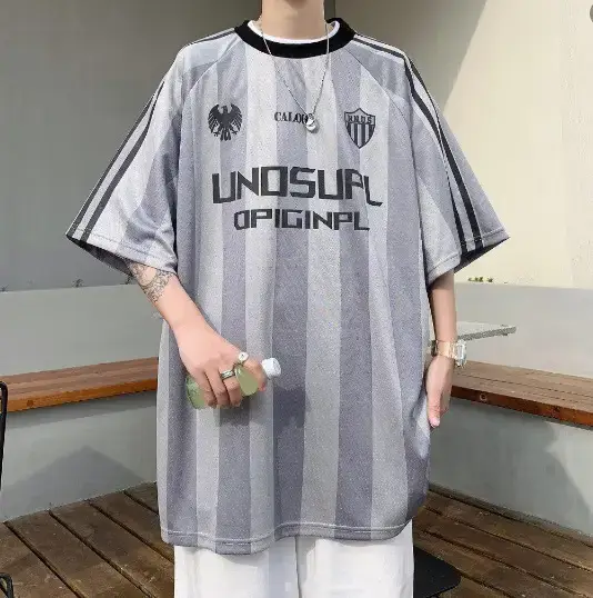 Men Grey Striped Mesh T-Shirt Unosupl — feature 3