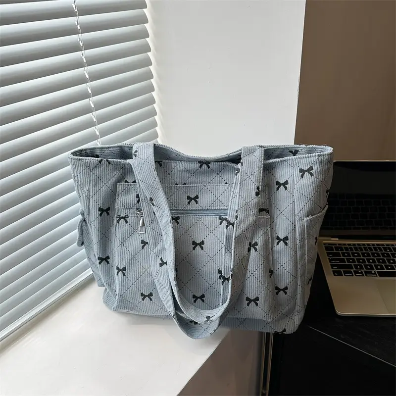 2024 Spring Shoulder Crossbody Tote Bag with Bow Print - Image 7