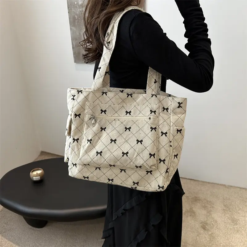 2024 Spring Shoulder Crossbody Tote Bag with Bow Print - Image 8