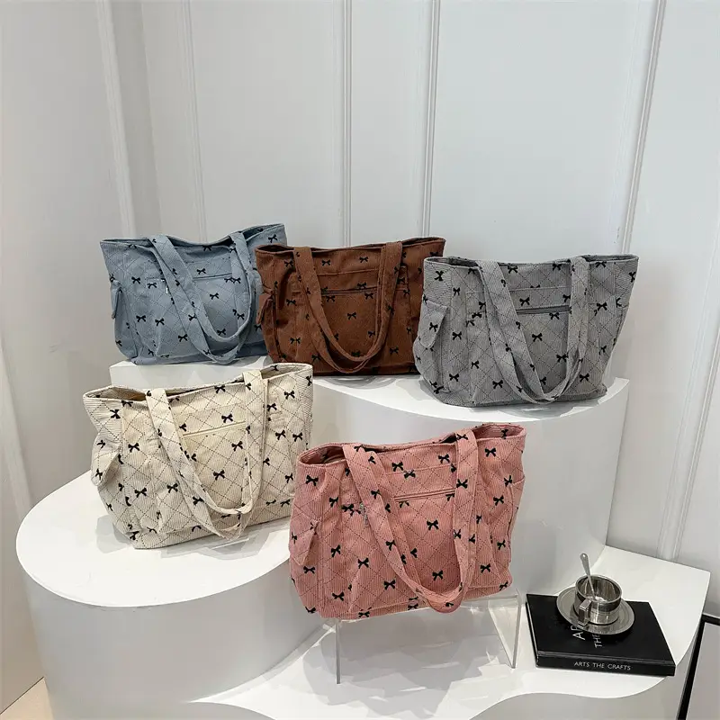 2024 Spring Shoulder Crossbody Tote Bag with Bow Print - Image 9