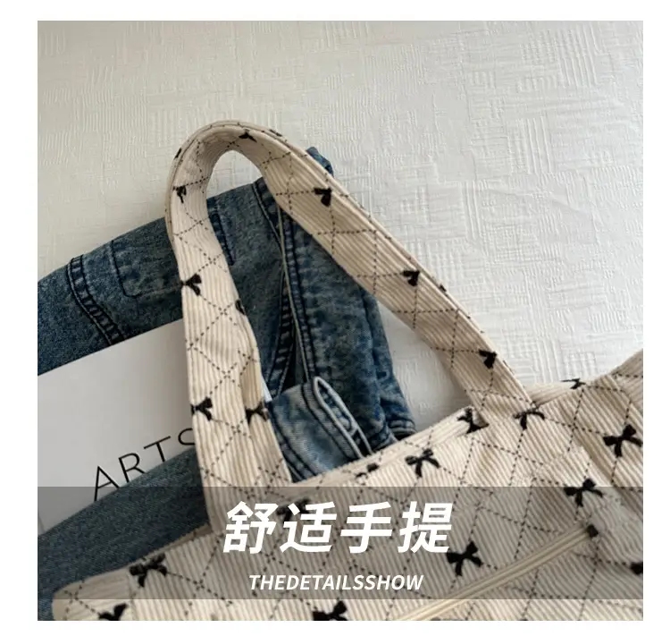 2024 Spring Shoulder Crossbody Tote Bag with Bow Print — feature 3