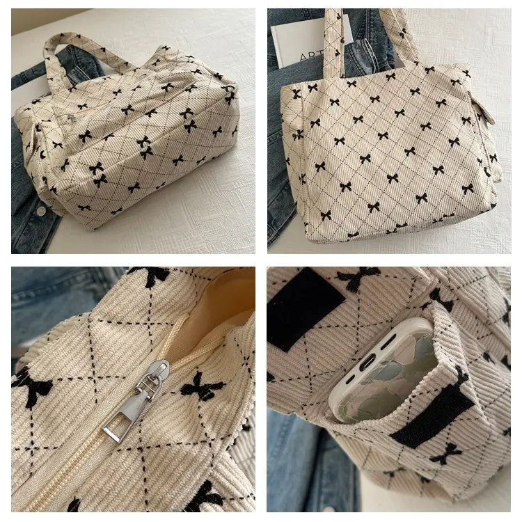 2024 Spring Shoulder Crossbody Tote Bag with Bow Print — feature 7