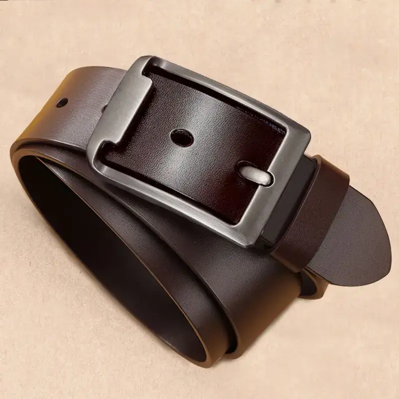 Men's Black Cowhide Belt with Pin Buckle - Image 3